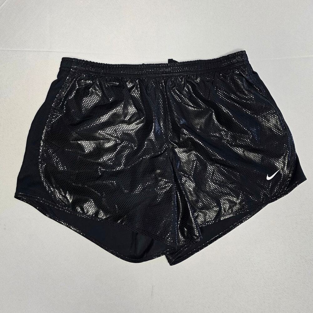 Nike Girls Dri-FIT black running shorts reflective honeycomb Size XL